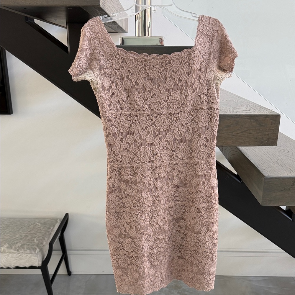 White House Black Market Blush Lace Mini Dress